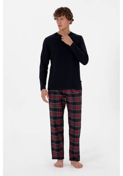 U.S. Polo Assn. Erkek Kırmızı Ekoseli Lacivert Pijama Takımı 50318615-VR033 U.S. Polo Assn. Erkek Kırmızı Ekoseli Lacivert Pijama Takımı 50318615-VR033