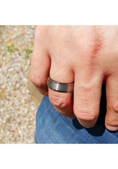 Chavin Bayan Erkek Gri Rose Kenarlı Tungsten Yüzük Dm85 Çok Renkli