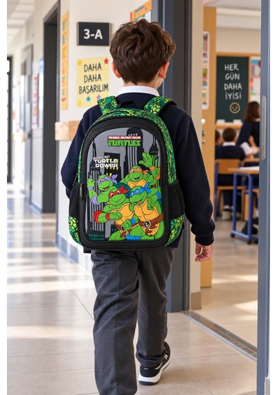 Ninja Kaplumbağalar Turtles Okul Çantası İlkokul Öğrenci Sırt Çantası 40 X 25 X 17 Çok Renkli