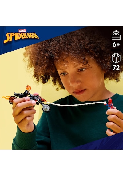 LEGO® ǀ Marvel Örümcek Adam, Ghost Rider Motosikletine Karşı 76335 -6 Yaş ve Üzeri Çocuklar için Yaratıcı Oyuncak Yapım Seti (72P)