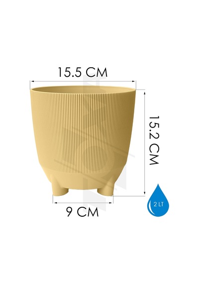 Tr Luna Saksı Çizgili Dekoratif Ayaklı 4 Adet, Karışık, 2 Litre Genel