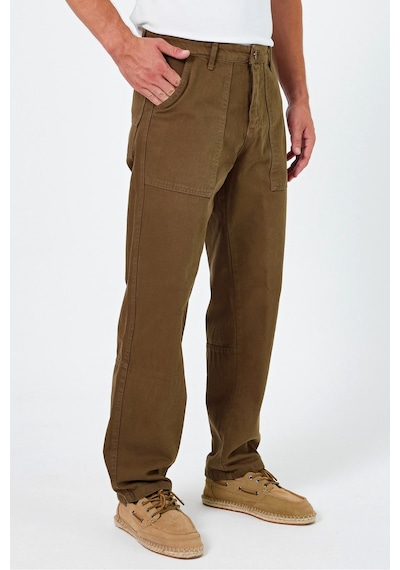 Tarz Cool Erkek Düz Baggy Jean Pantolon Kahverengi