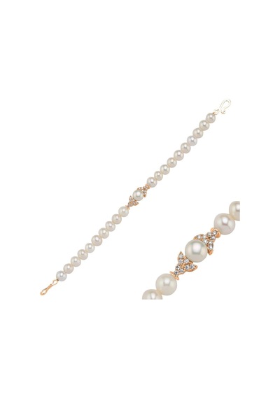 6,5 Mm Doğal İnci Bileklik 18 Cm / Rose Rose Pembe Altın