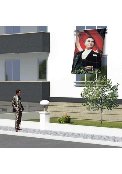 Ay Yıldızlı Mustafa Kemal Atatürk Poster Cephebayrak- 1,5x2,25 Metre 1