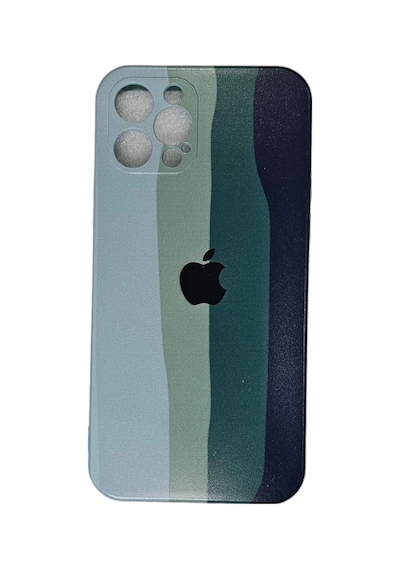 Apple Uyumlu iPhone 12 Pro Kılıf Logolu Lansman Gökkuşağı Yeşil
