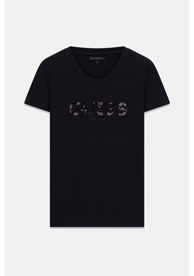 Guess Segquins Slim Fit Kadın T-shirt W5gı17j1314 Jet Black A996