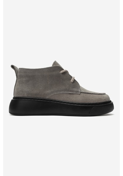 Luvishoes Luvi Shoes Lılya Füme Gri Süet Hakiki Deri Kadın Chukka Bot Füme - Gri
