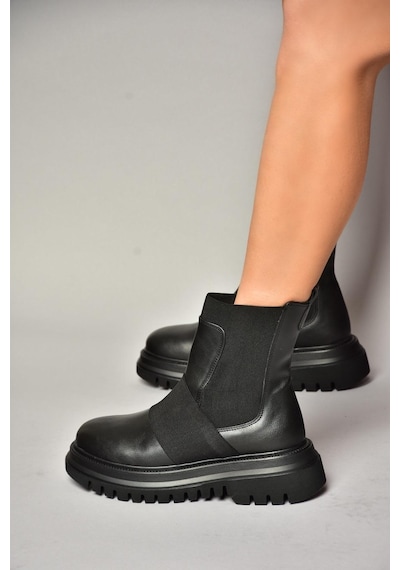 Fox Shoes T312101909 Siyah Kalın Tabanlı Kadın Bot Siyah