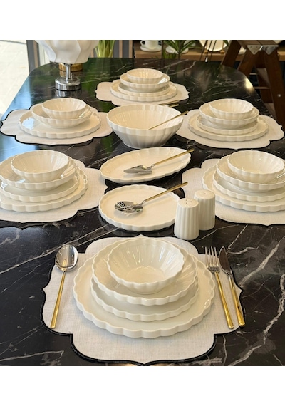 29 Parça 6 Kişilik Passion Porselen Yemek Takımı -5192 Beyaz