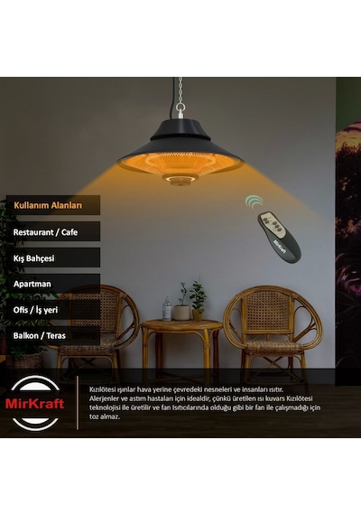 MirKraft Elirg R.C. LED Işıklı Elektrikli Isıtıcı, 2000 W, Uzakt