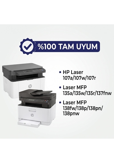 Nekes Hp Laser 107a/107w/107r Siyah Muadil Toner Çipli - Tak Çalıştır 4 Adet Ekonomik Paket / 106a W1106a