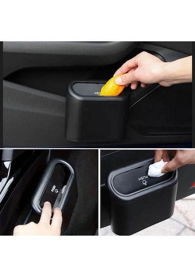 Araç İçi Takılarak Sabitlenebilen Mini Kapaklı Çöp Kovası Bx40