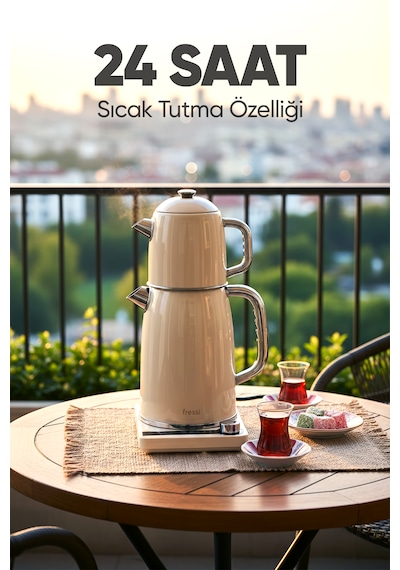 Fressi Dijital Standlı Çelik Çay Makinesi 2 In 1 Su Isıtıcısı & Çaycı Fr-cm26 Lavena