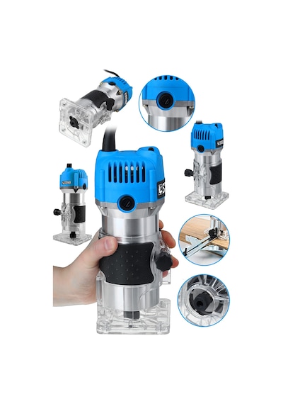 Steiner 3000 Watt 6 Kademe Devir Ayarlı Formika Traşlama Freze Makinesi 6 MM Pens Mavi