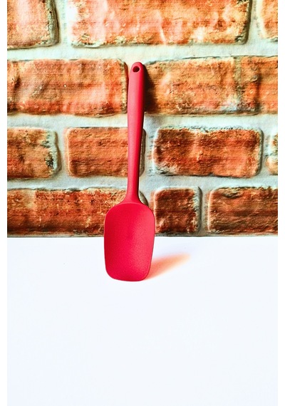 Silikon Sert Düz Spatula - Kırmızı Renk- 27 Cm - 1 Adet Kırmızı