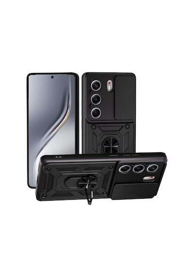 Tecno Camon 40 Pro Kılıf Kamera Korumalı Zırh Tank Sürgülü Vega Kapak Siyah