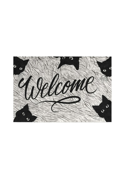 Tasarımlı Dekoratif Kapı Önü Paspas, Dış Mekan/ev İçi/banyo/mutfak/yatak Odası/giriş Paspasları Siyah Kediler Welcome, 40x60 Sku: Zeusb0bk1sx3h5 11ypycoco