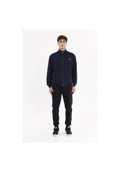 Rowinger Cepli Dik Yaka Tam Fermuarlı Göğüs Arma Detaylı Rahat Kalıp Mevsimlik Sweatshirt Navyblue