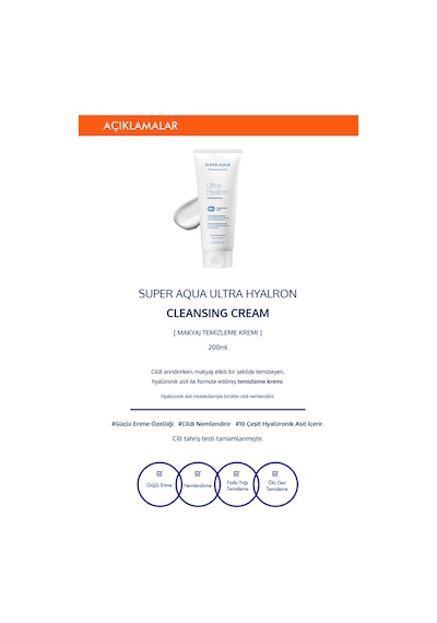 Missha 10 Çeşit Hyalüronik Asit İçeren Makyaj Temizleme Kremi 200 ML