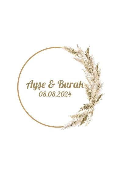 Kozalak Ve Kırmızı Meyveli Yuvarlak Etiket Kına Nişan Düğün 3x3 Cm Özel Etiket / 50 Adet Sticker Beyaz