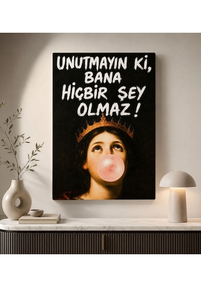 Bk Gift Vintage Klasik Sanat Esprili Sözlü Dekoratif Kanvas Tablo - 36 Çok Renkli