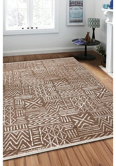Kilimista Milano Ml202 Açık Bej Leke Tutmaz Antialerjik Yıkanılabilir Dokuma Dekoratif Halı Kilim