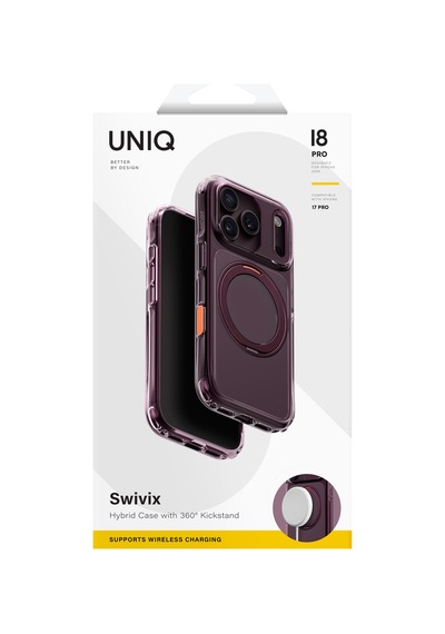 Apple iPhone Uyumlu 18 Pro Kılıf Swivix Dönebilen Metal Halkalı Koruyucu Premium Dayanıklı Darbe Emici Kapak Mürdüm