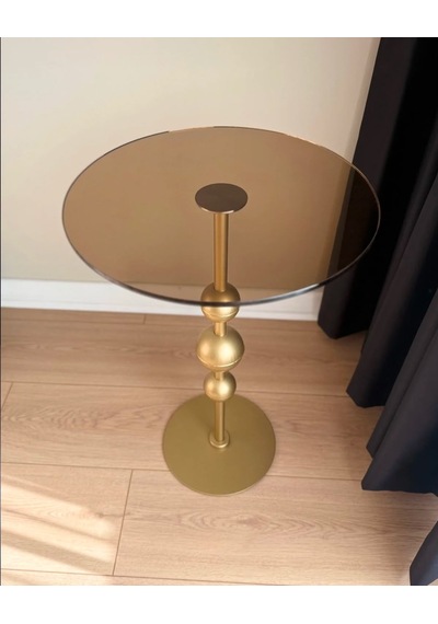 Galaxy Model Maat Gold Metal Yan Sehpa Temperli Cam Bronz