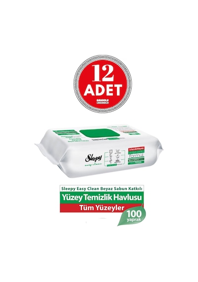 Sleepy Easy Clean Yüzey Temizlik Havlusu 100' Lü X 12 Adet Tekli