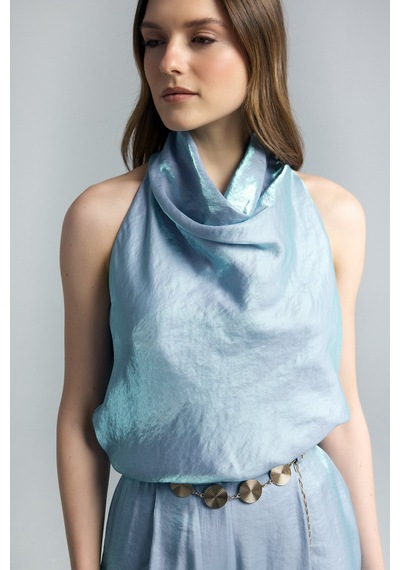 Sateen Aura Bluz - Mavi-137269