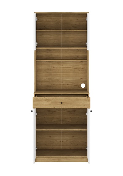 Lungo 4 Kapaklı Çok Amaçlı Kahve Köşesi - Florida Meşe/ Beyaz 72x195x45 cm