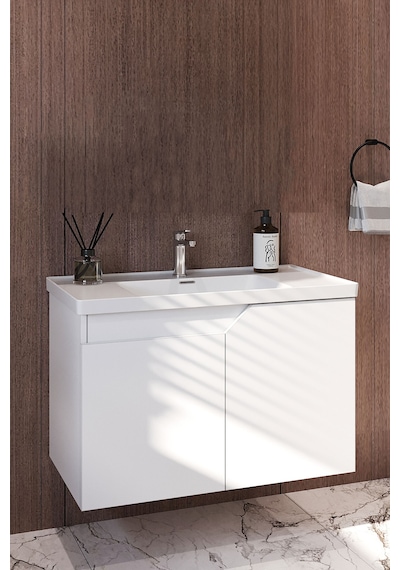 Teta Home Napoli 65 Cm Mdf Banyo Lavabolu Alt Dolap Beyaz Beyaz