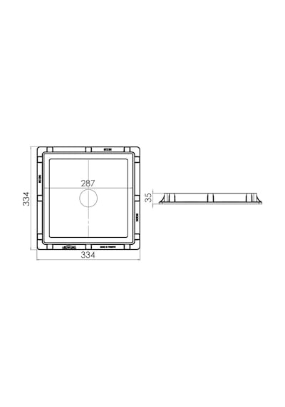 30X30 Rögar Kapağı - Çerçeve + Düz Kapak Gri