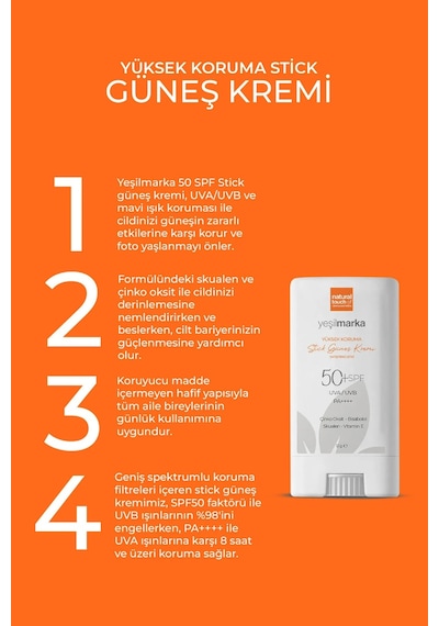Sun Stick Güneş Kremi 50 Faktör Spf Yüz Güneş Kremi - Güneş Koruyucu - Bebek, Çocuk, Yetişkin