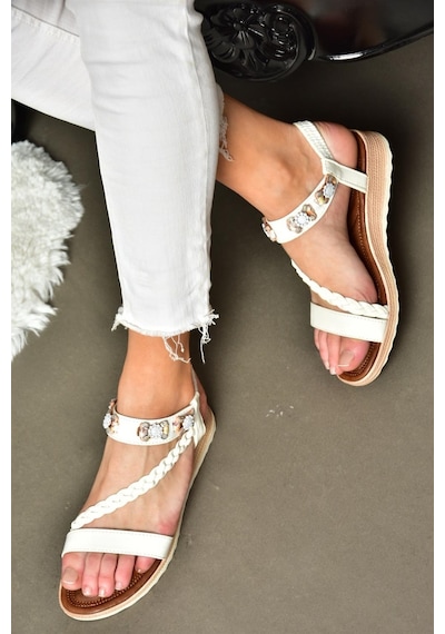 Fox Shoes M258313409 Beyaz Kadın Sandalet