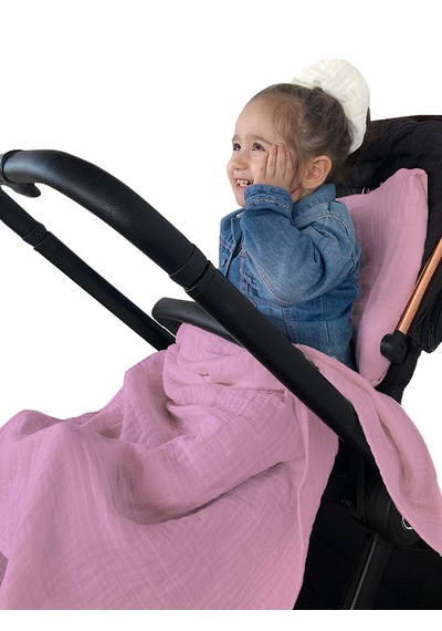 Joyous Mom Kids 4 Katlı Müslin Bebek Çocuk Uyku Seti Pamuk Puset Battaniye Pembe