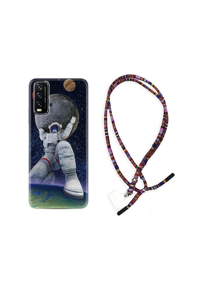 Vivo Y11S Kılıf Rasta Boyun Askılı Astronot Ve Dünya 1759