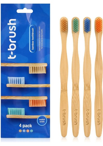 T Brush Bambu Diş Fırçası Orta Sert 4 Adet