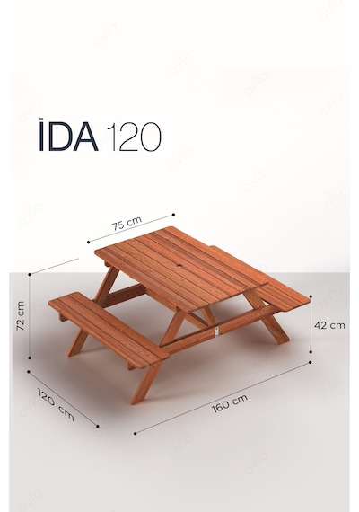Ahşap Oturma Masası İda 120 4 Kişilik Sade Ve Konforlu Tasarım Meşe