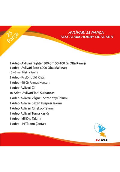 Avlivari 25 Parça Fighter 300 Cm 50-100 Gr-ecco 6000 Tam Takım Tatlı Su Hobi Kıyı Olta Seti-9697