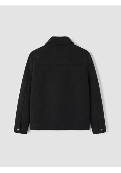 Lcw Vision Siyah Regular Fit Pelüş Gömlek Yaka Erkek Mont
