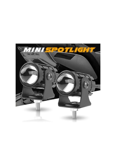 2 Adet Beyaz / Sarı Renkli Universal Motosiklet Sis Farı Mini Spot Lens Led Far Uyumlu