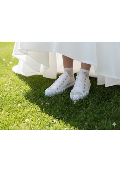 Scarpe Magiche İnci Tabanlı Gelin Sneaker Beyaz Scarpe Magiche İnci Tabanlı Gelin Sneaker Beyaz