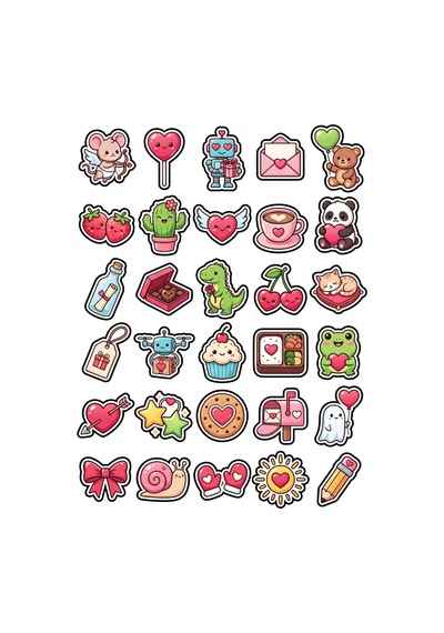 Pastel Estetik Kalp Sticker Seti 150 Adet - 5'li Mega Paket - Laptop Defter Ajanda Etiketi Çok Renkli