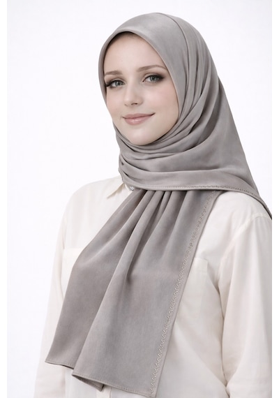 Mim Eşarp Mısırlı Eşarpları Taşlı Jan Jan Abiye Şal 75x190 Cm Taş