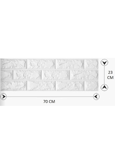 70X23cm Kendinden Yapışkanlı 3D Beyaz Duvar Kaplama Kağıdı Paneli