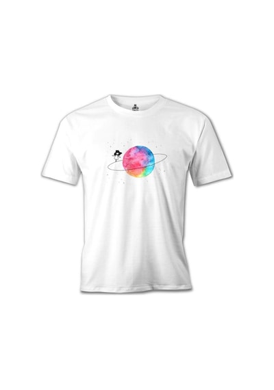 Yörünge Beyaz Erkek Tshirt