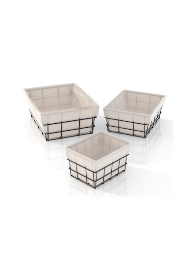 Teknotel Organizer 3'lü Bezli Sepet Set Siyah Eg320