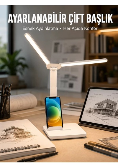 Ayarlanabilir Kısılabilir Led Masa Lambası Entegre Kalemlik Ve