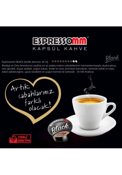 Espressomm® Tchibo Cafissimo Makineleri İle Uyumlu Black Kapsül Kahve 2 x 10'lu
